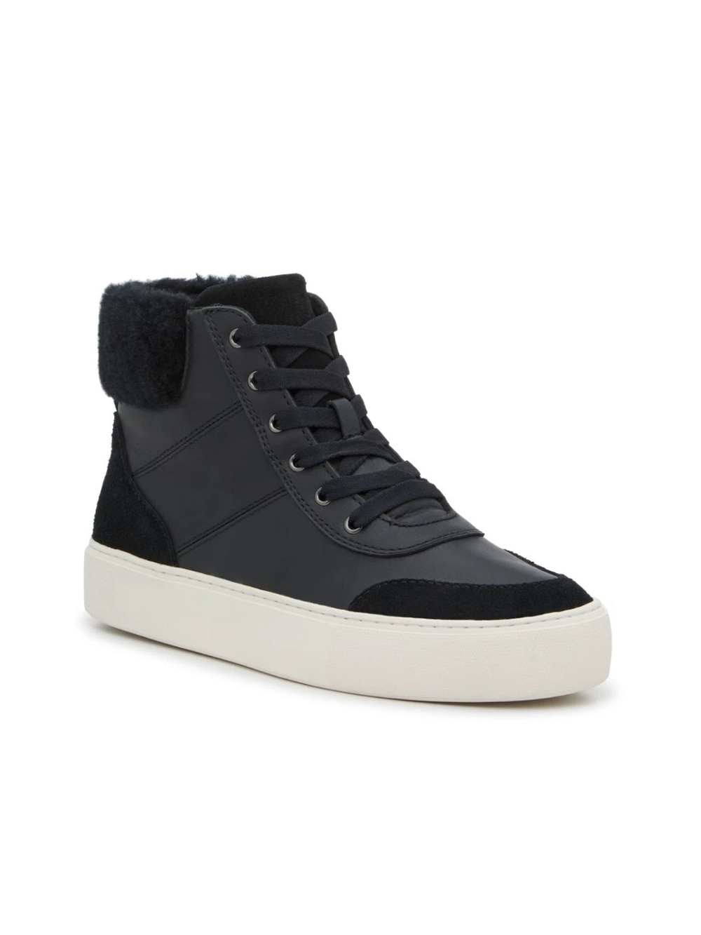 Ugg Cakewalk High Black Leather suede High-Top Shearling Collar Sneaker size 9.5